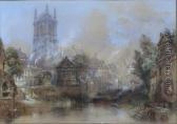 A View Of A Low Countries Cathedral Oil Painting by Thomas Colman Dibdin