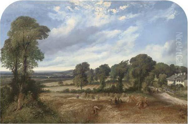 Harvesting Oil Painting by Thomas Colman Dibdin