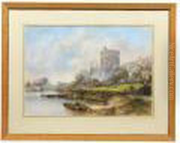 Windsor Castle From The Thames Oil Painting by Thomas Colman Dibdin