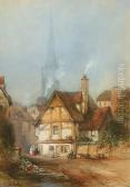 Village Life Oil Painting by Thomas Colman Dibdin