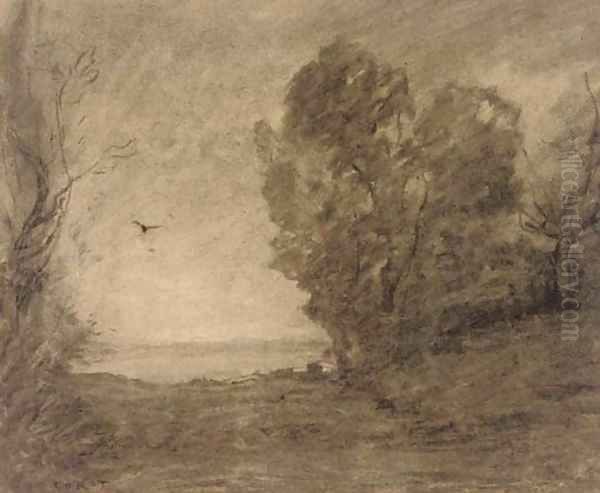 L'oiseau du soir Oil Painting by Jean-Baptiste-Camille Corot