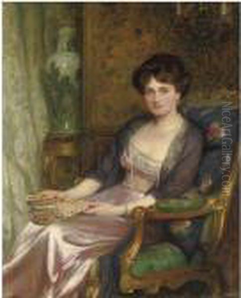 Portrait Of Mrs George Pinckard Oil Painting by Dicksie Frank