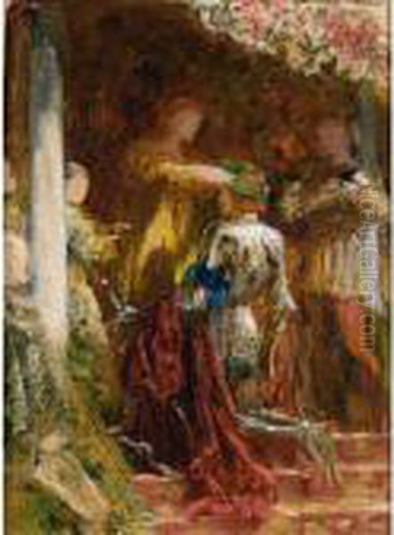 Victory, A Knight Being Crowned With A Laurel-wreath Oil Painting by Dicksie Frank