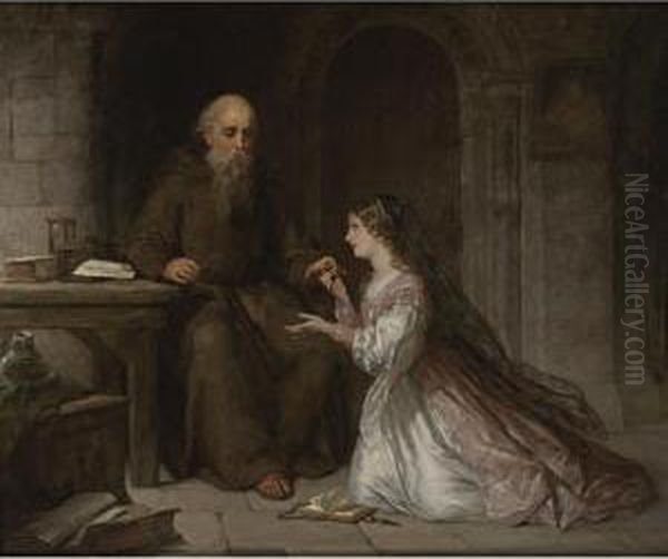 Juliet And The Friar Oil Painting by Sir Thomas Francis Dicksee