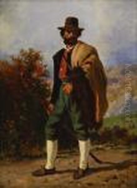 Promeneur Au Baton Oil Painting by Jules Didier