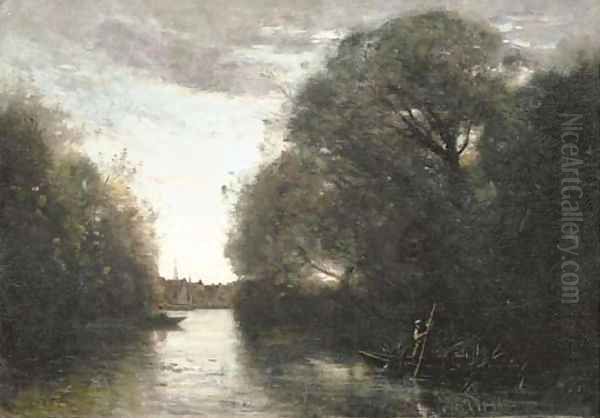 Souvenir de la Rotte, pres Rotterdam Oil Painting by Jean-Baptiste-Camille Corot