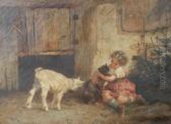 Playmates Oil Painting by Anton Dieffenbach