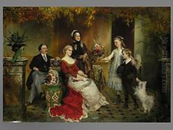 Die Angenehme Uberraschung Oil Painting by Anton Dieffenbach