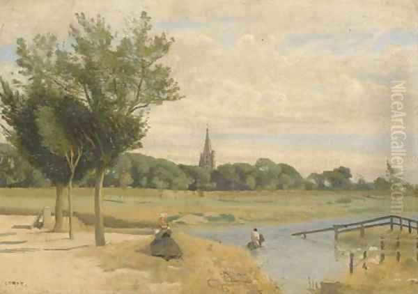 L'abreuvoir Oil Painting by Jean-Baptiste-Camille Corot