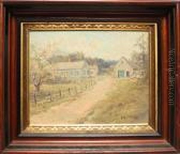 Farm Scene With Cherry Blossoms Oil Painting by Arthur Vidal Diehl