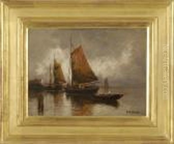 Early Morning Harbor Oil Painting by Arthur Vidal Diehl