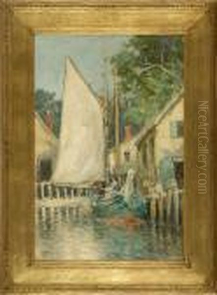 Provincetown Dock Scene Oil Painting by Arthur Vidal Diehl