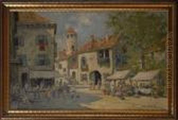 Mediterranean Market Scene Oil Painting by Arthur Vidal Diehl