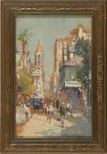 St. Augustine, Florida Street Scene Oil Painting by Arthur Vidal Diehl