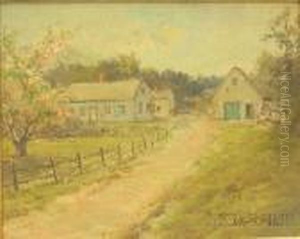 Landscape With Cottages, Probably Cape Cod. Oil Painting by Arthur Vidal Diehl