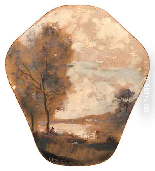 Le berger and Le pcheur Oil Painting by Jean-Baptiste-Camille Corot