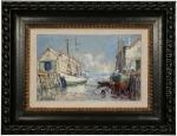 Provincetown Wharf Oil Painting by Arthur Vidal Diehl