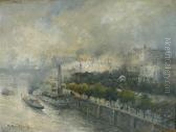 A View Of The Thames Oil Painting by Arthur Vidal Diehl