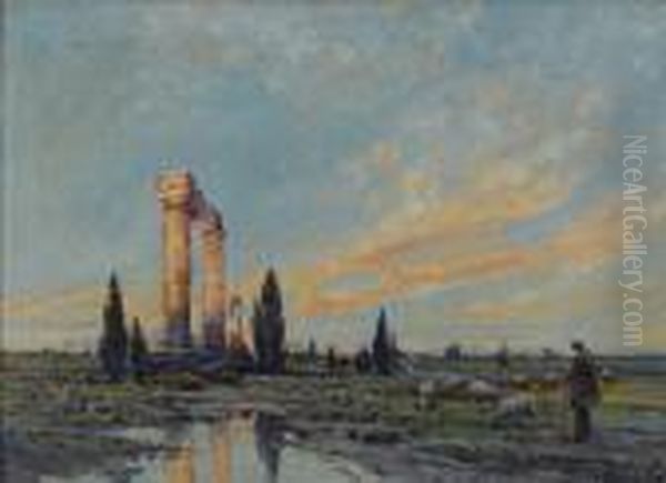 Ruins At Dawn Oil Painting by Arthur Vidal Diehl