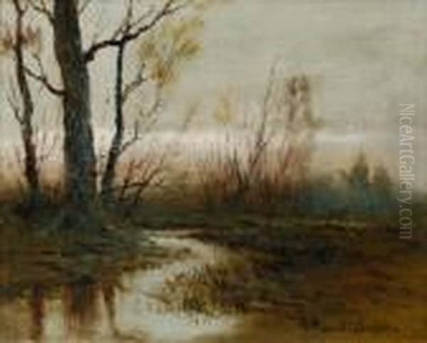 Autumn Landscape With Quiet Stream Oil Painting by Arthur Vidal Diehl