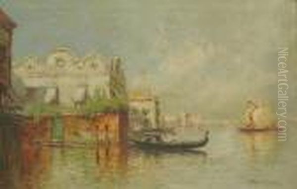 Venetian Gondola Scene Oil Painting by Arthur Vidal Diehl