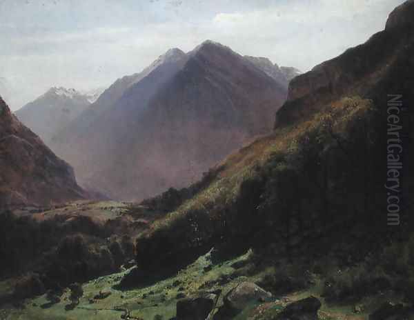 Mountain Study, c.1840-43 Oil Painting by Alexandre Calame