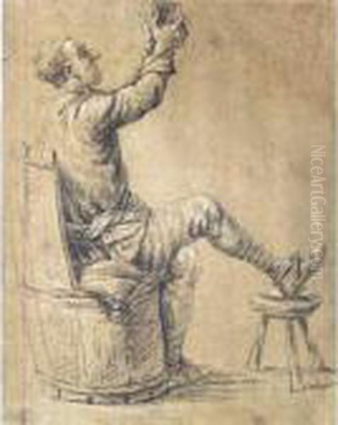 A Seated Man Seen From The Right, Raising His Glass Of Ale Oil Painting by Abraham Diepraam