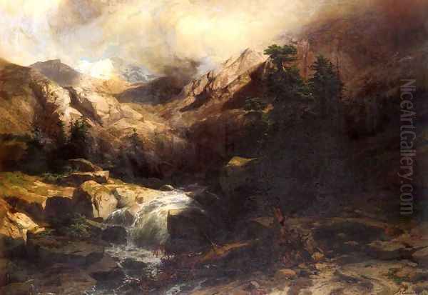 Torrent De Montagne (Mountain Torrent) Oil Painting by Alexandre Calame