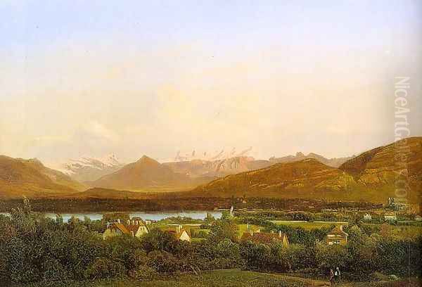 View of Geneva from Petit-Saconnex 1834 Oil Painting by Alexandre Calame