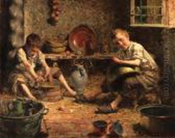 The Kitchen Hands Oil Painting by Pierre Jacques Dierckx