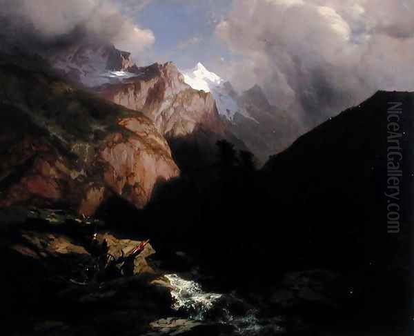 The Jungfrau, Switzerland Oil Painting by Alexandre Calame