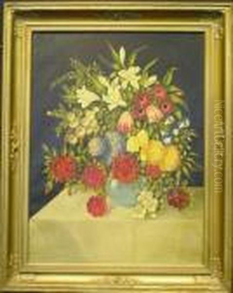 Floral Still Life Oil Painting by Adelheid Dietrich