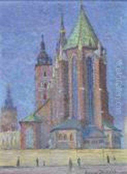 Widok Na Kosciol Mariacki W Krakowie Oil Painting by Henryk Dietrich