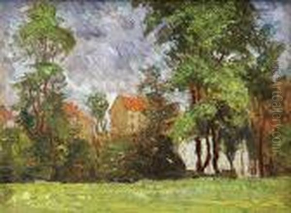 Pejzaz Z Chata Oil Painting by Henryk Dietrich