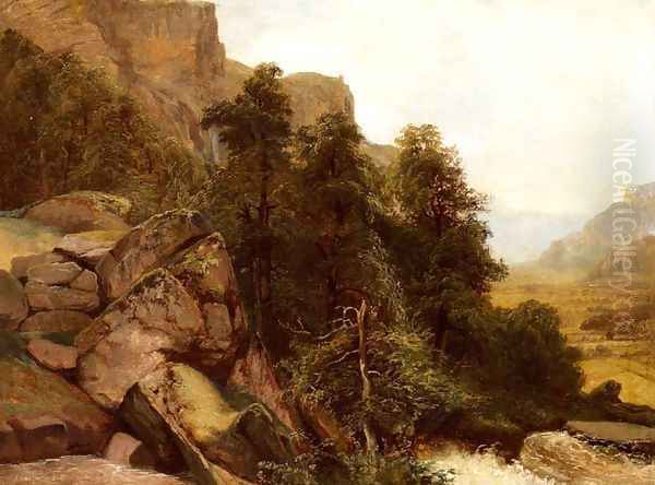 Landschaftsstudie (Landscape study) Oil Painting by Alexandre Calame