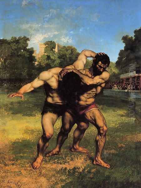 The Wrestlers, 1853 Oil Painting by Gustave Courbet