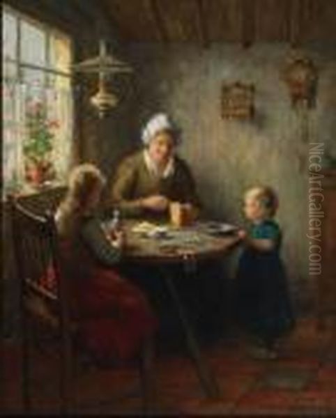 Mid-day Meal Oil Painting by Hendricus Anthonius Dievenbach