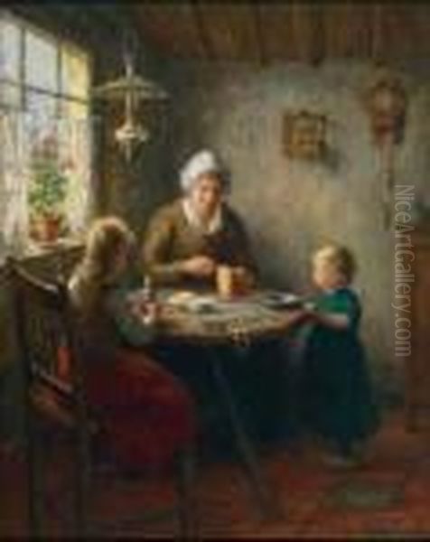 The Mid-day Meal Oil Painting by Hendricus Anthonius Dievenbach