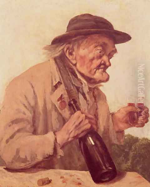 Old Man with a glass of wine Oil Painting by Gustave Courbet