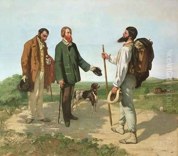 La Rencontre, or Bonjour Monsieur Courbet, 1854 Oil Painting by Gustave Courbet