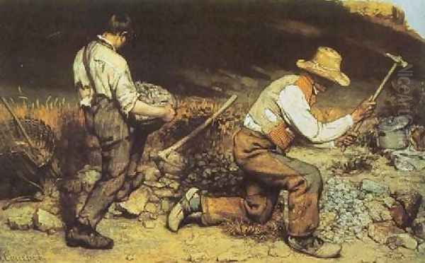 Stonebreakers Oil Painting by Gustave Courbet