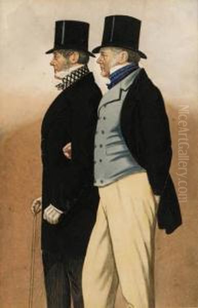 Admiral Rous And Mr Payne, Three-quarter Length Oil Painting by Joshua Dighton