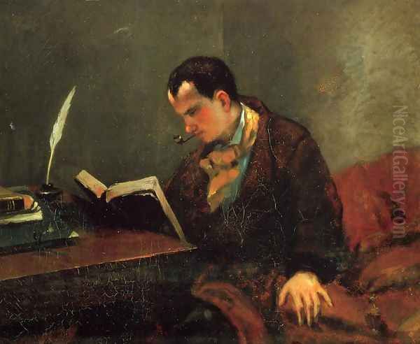 Portrait of Charles Baudelaire (1821-67) 1847 Oil Painting by Gustave Courbet