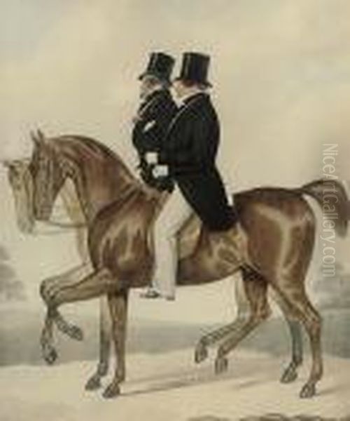 George Iv With Count D'orsay Out Riding, At Bath Oil Painting by Richard Dighton