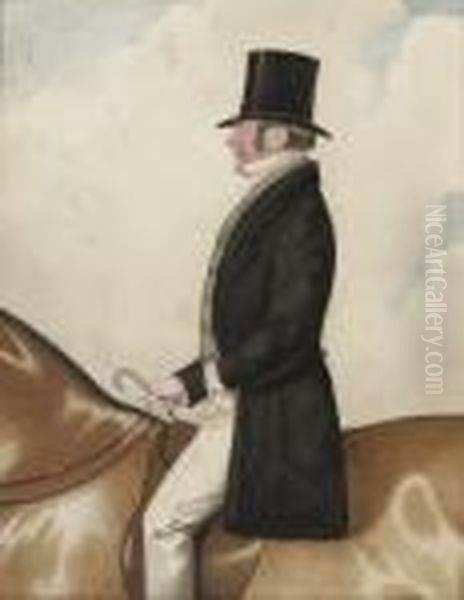 An Elegant Gentleman On Horseback Oil Painting by Richard Dighton