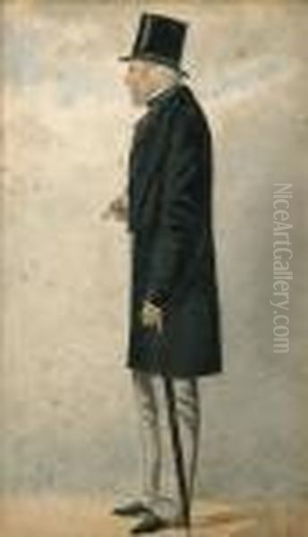 Portrait Of Johnmoyer Heathcote Full Length, Standing In Profile Oil Painting by Richard Dighton