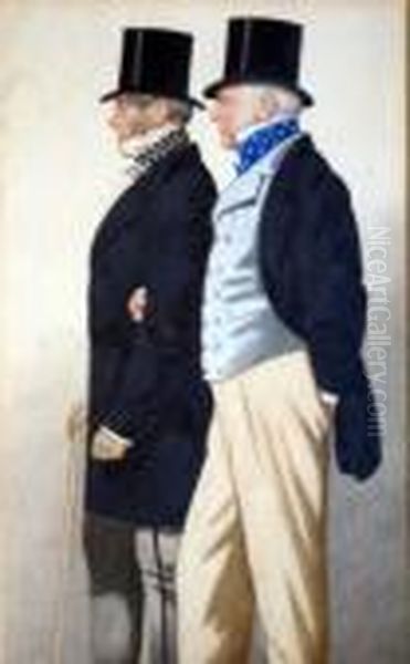 Double Portrait Of Admiral Rous With George Payne Oil Painting by Richard Dighton