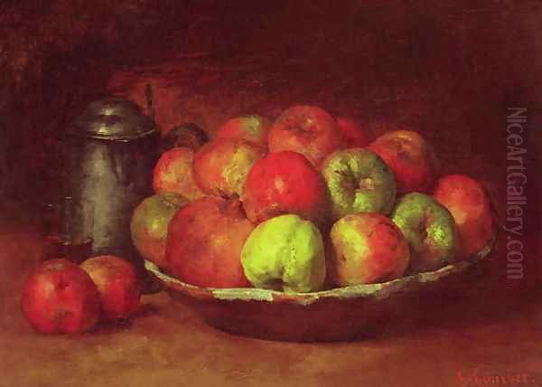 Still Life with Apples and a Pomegranate, 1871-72 Oil Painting by Gustave Courbet