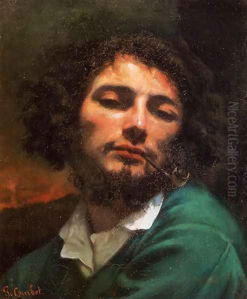 Portrait of the Artist (or Man with a Pipe) Oil Painting by Gustave Courbet