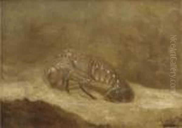 A Lobster Oil Painting by Gerrit Willem Dijsselhof